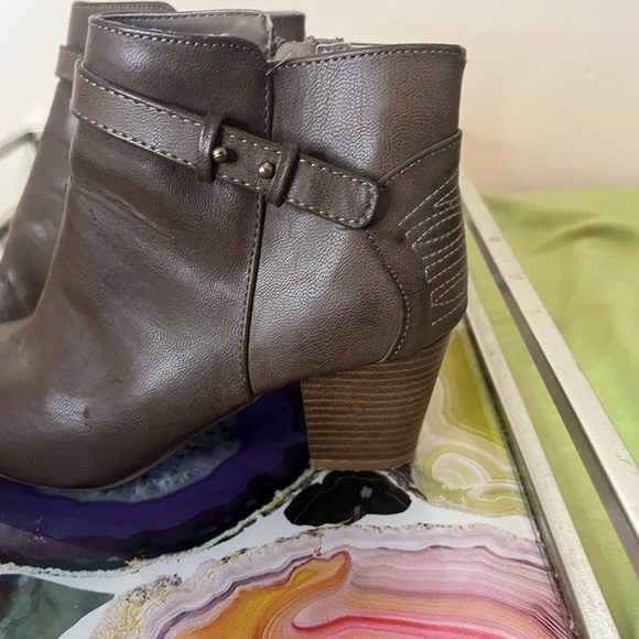 Qupid Taupe Ankle Booties with Strap Detail - Picture 2 of 6
